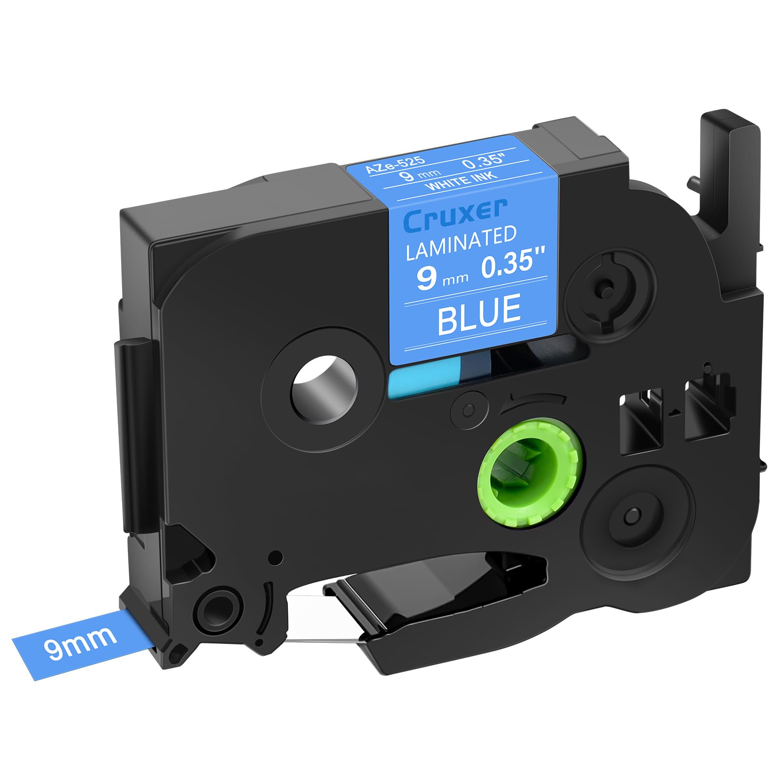 Cruxer 20er-Pack Kompatibel mit P-touch TZe-525 TZe525 9 mm Laminiertes Etikettenband, Weiß auf Blau, Ersatz für Ptouch PT-H110 H100 H105 P300BT E110 D200 D210 D400 1230PC Etikettendrucker
