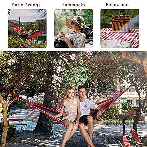 KACHKIT Portable Hammock for Adults & Kids, Heavy Duty Cotton Canvas, Beach Sleeping Bed Backpack Spreader Bar Tree Hanging for Travel, Jula Camping Hammock, PIS-1, (Multi Color). 2