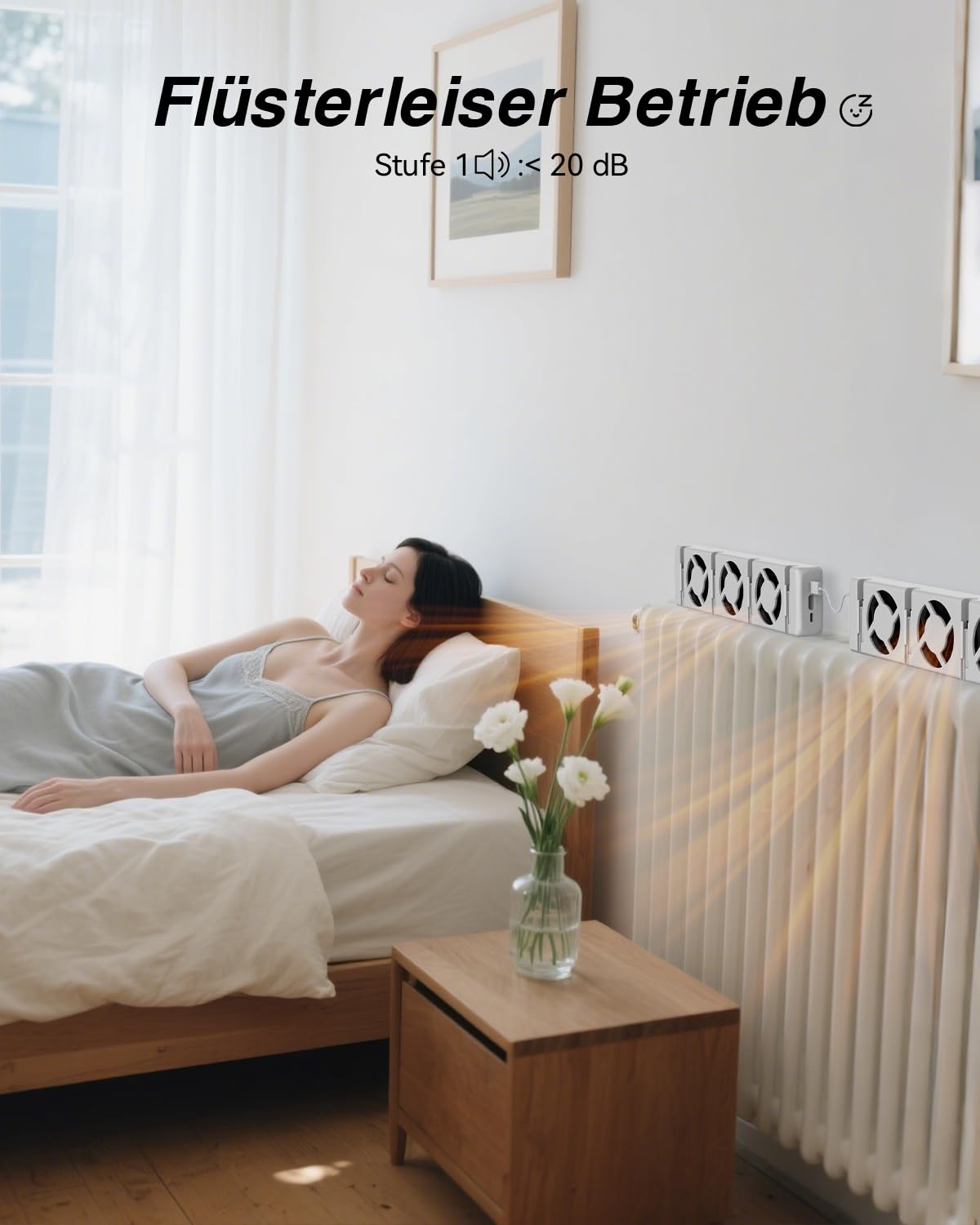 Lot de 2 ventilateurs de radiateur silencieux pour radiateurs et sous-chauffages, ventilateur de chauffage durable jusqu'à 22 % d'économie d'énergie, ventilateur pour radiateur
