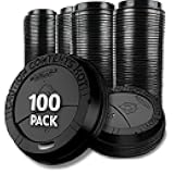 Pack Of 100, Black Disposable Coffee Cup Lids, Coffee Lids 10 oz 12 oz 16 oz 20 oz, Leak-Proof Plastic Coffee Lid, Heat-Resistant & Strong Hot Cup Lids For Everyday Convenience