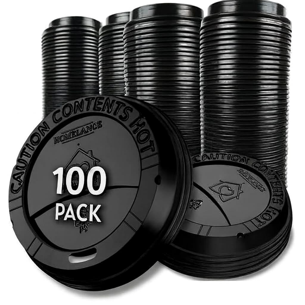 Amazon.com: Pack Of 100, Black Disposable Coffee Cup Lids, Coffee