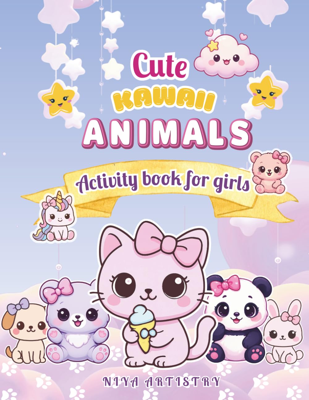 Cute kawaii animals activity book for girls