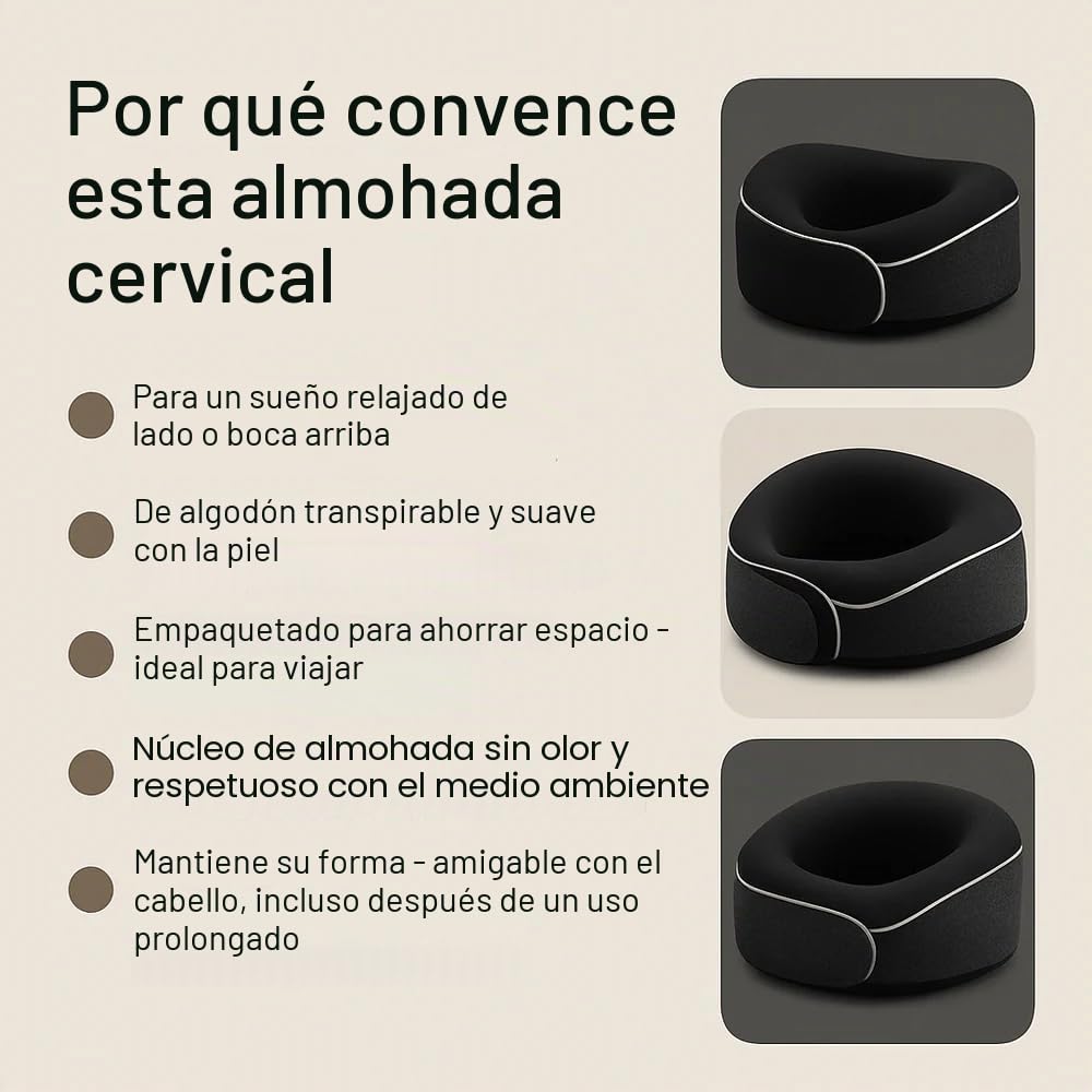 Cojín para el Cuello | Ideal después del trasplante de Cabello o para Viajar en Coche o avión | Contiene Extras como Antifaz para Dormir y protección auditiva