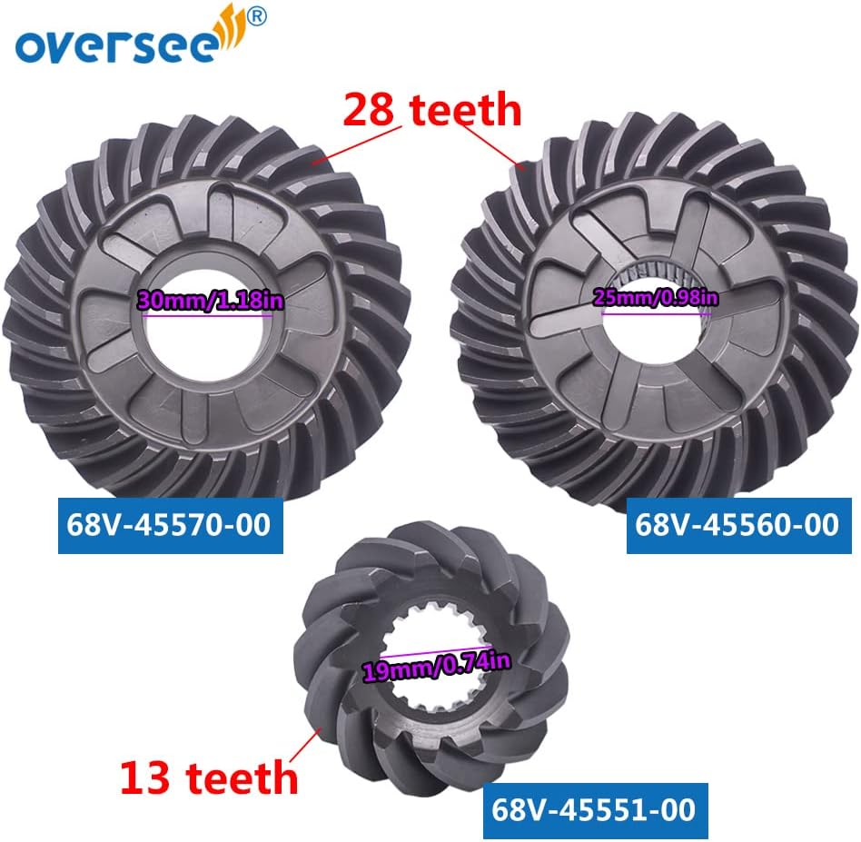 OVERSEE 68V-45551+68V-45560+68V-45571 Gear Kit for Yamaha Outboard F75 F90 F115 28 Teeth 68V Gears