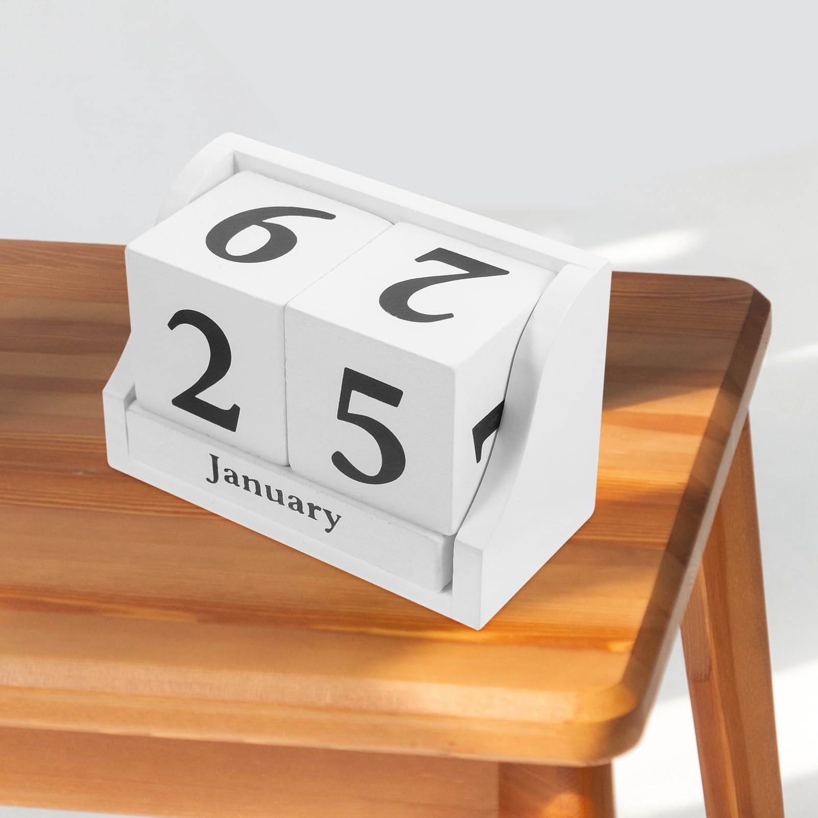Calendario in Legno Cubi per Visualizzazione Data Continua Blocco Calendario da Tavolo