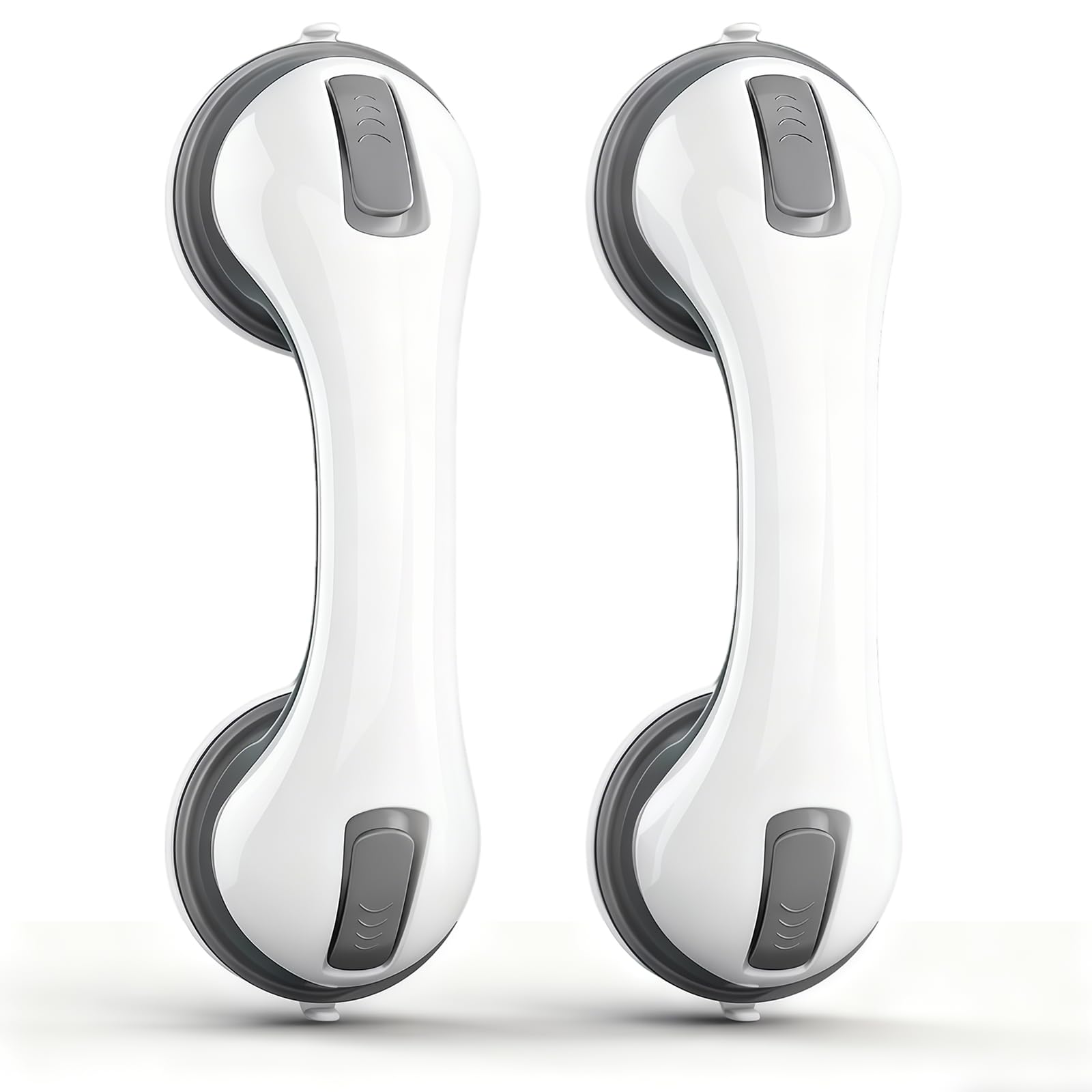 Poignées pour Personnes Âgées Ventouse Forte - 2pcs Poignées de Sécurité Salle de Bain, 110 KG Poignée de Sécurité pour Salle De Bain, Support Levage et Fixation Banc Douche et Toilette, Gris