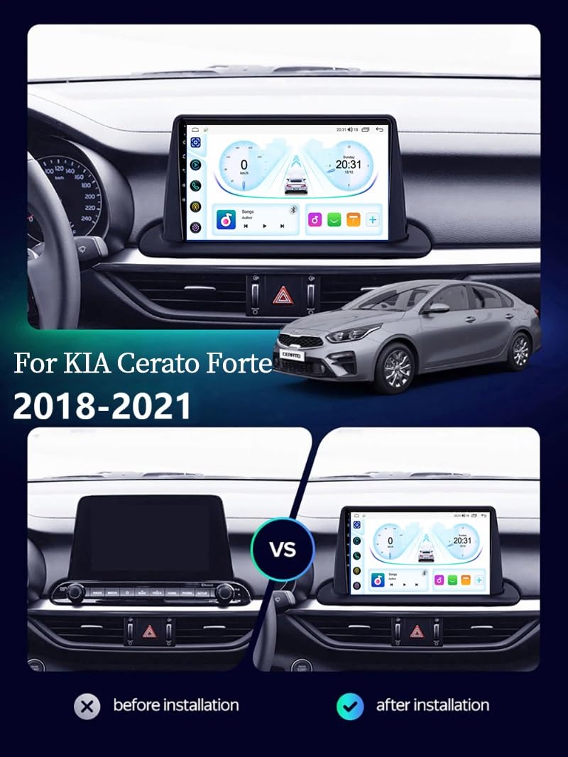 9-calowy dotykowy radio GPS dla KIA Cerato K3 Forte 2018-2021, obsługuje BT WiFi Mirror Link 4G sterowanie z kierownicy(HM612 8 Core 4G+Wifi 12+256GB)