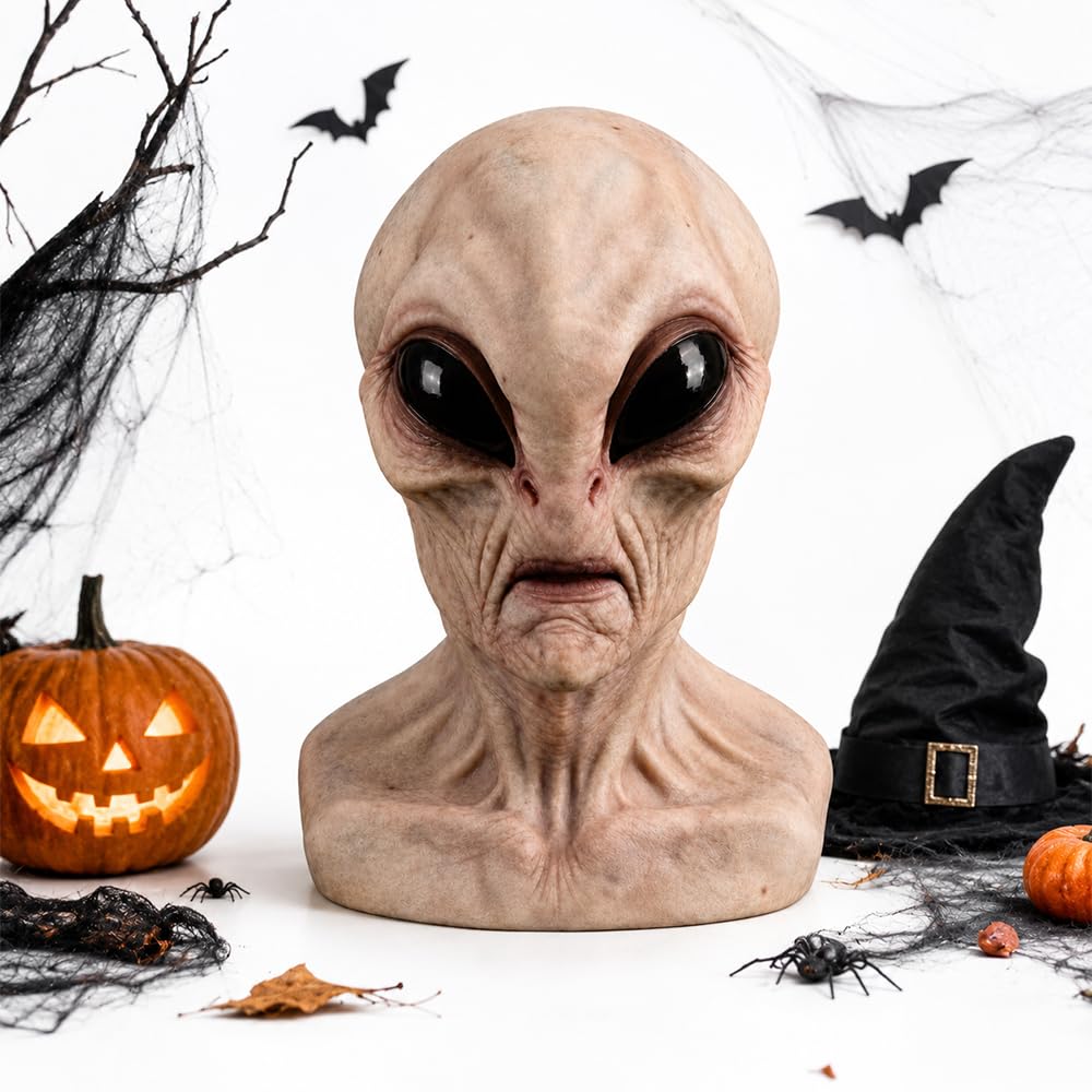 Uikhffe Alien Mask, Latex Halloween Mask for Adults