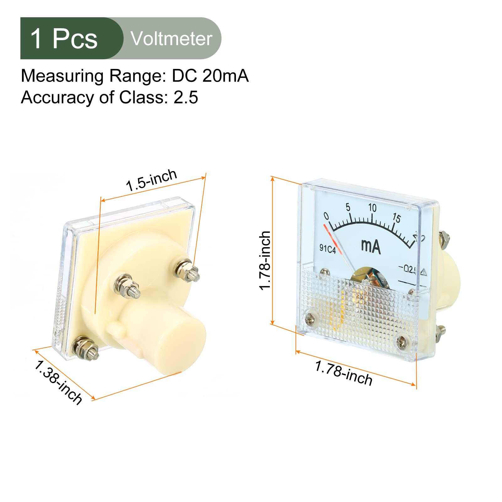 YOKIVE Analog Panel Ammeter, 91C4 Ampere Meter Current Tester, Great for Office Art, Home, Daily Use (DC 0-20mA) - Image 2