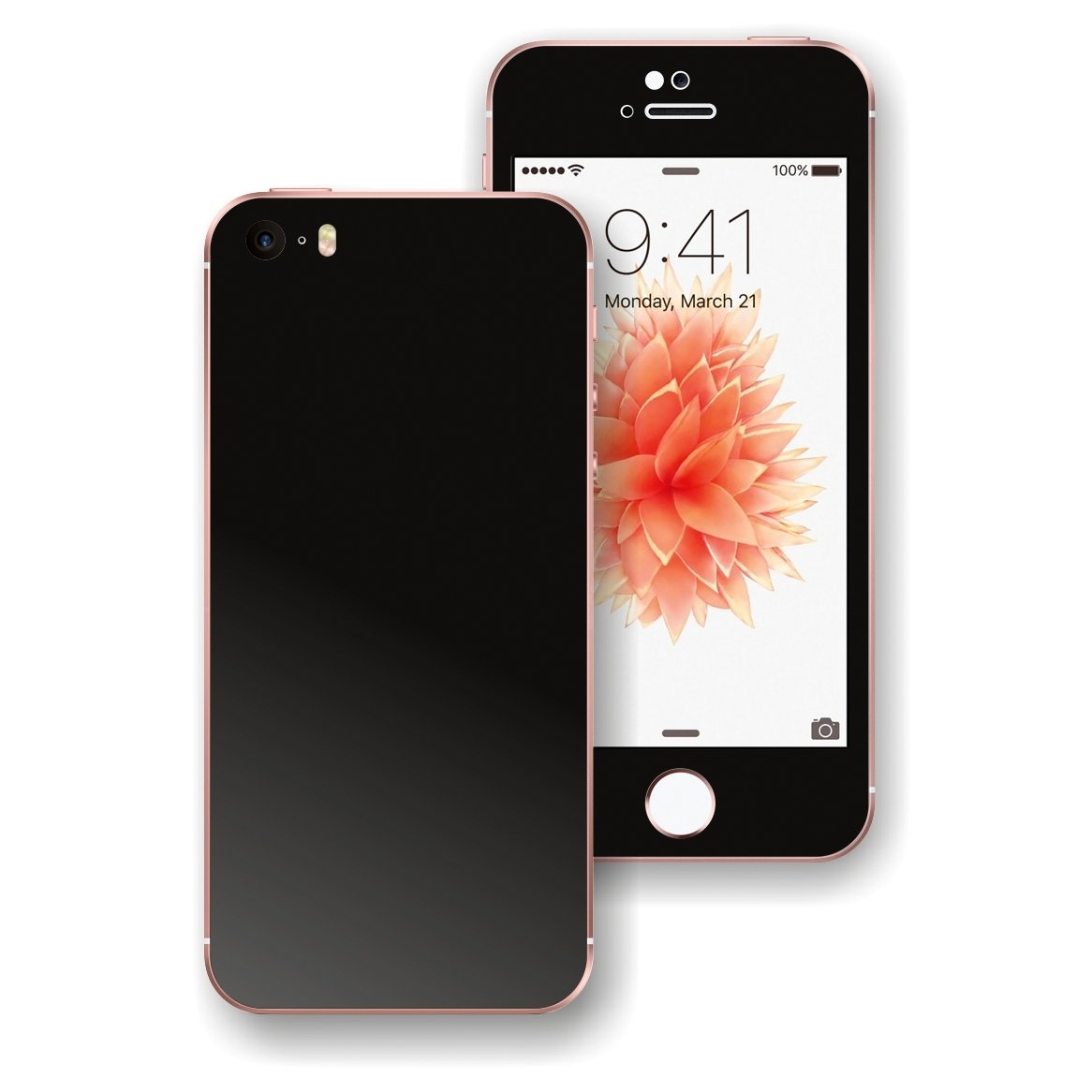 For iPhone SE GLOSSY COLORFUL FULL BODY Wrap Sticker Cover Protector Decal Skin (BLACK)