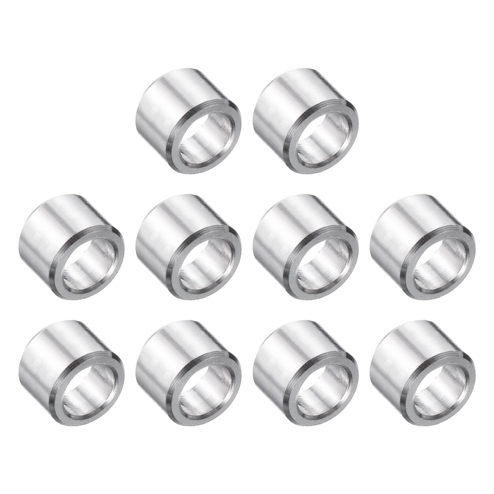 uxcell 10 Pcs Stainless Steel Spacer 1/4" Bore x 3/8" OD x 1/4" Length Screw Bushing Plain Finish Round Metal Spacer for 1/4" Screws Bolts and Rods