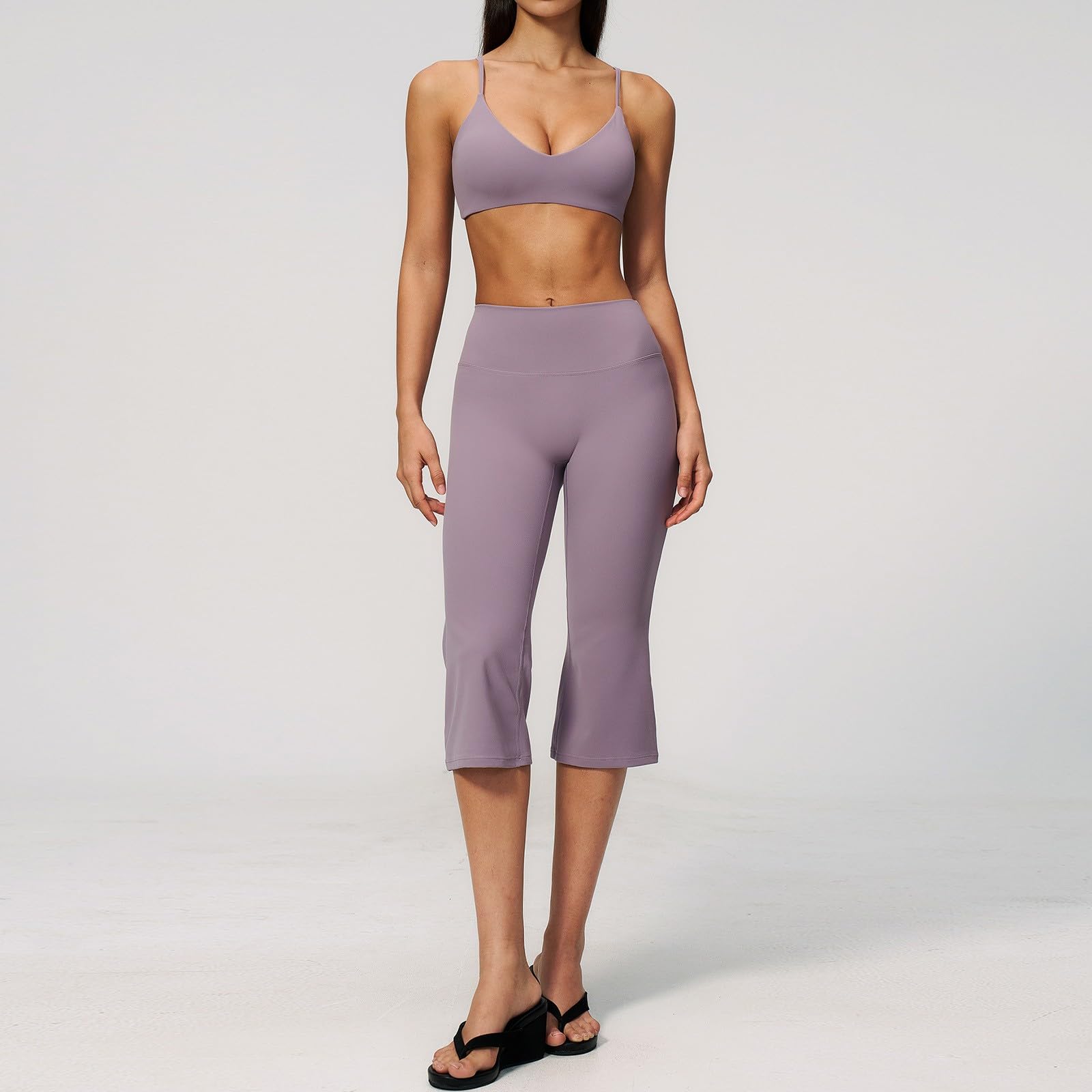 Leggings a 3/4 da donna, estivi, capri, elastici, opachi, lunghi, sportivi, in cotone, a vita alta, per il tempo libero, comodi, taglie forti