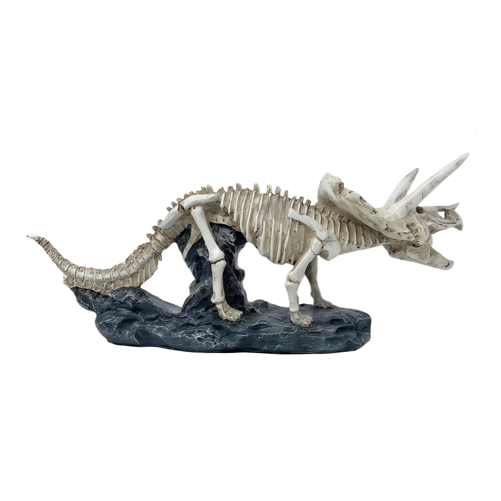 Estatua de dinosaurio de resina con cráneo realista para decoración de estanterías
