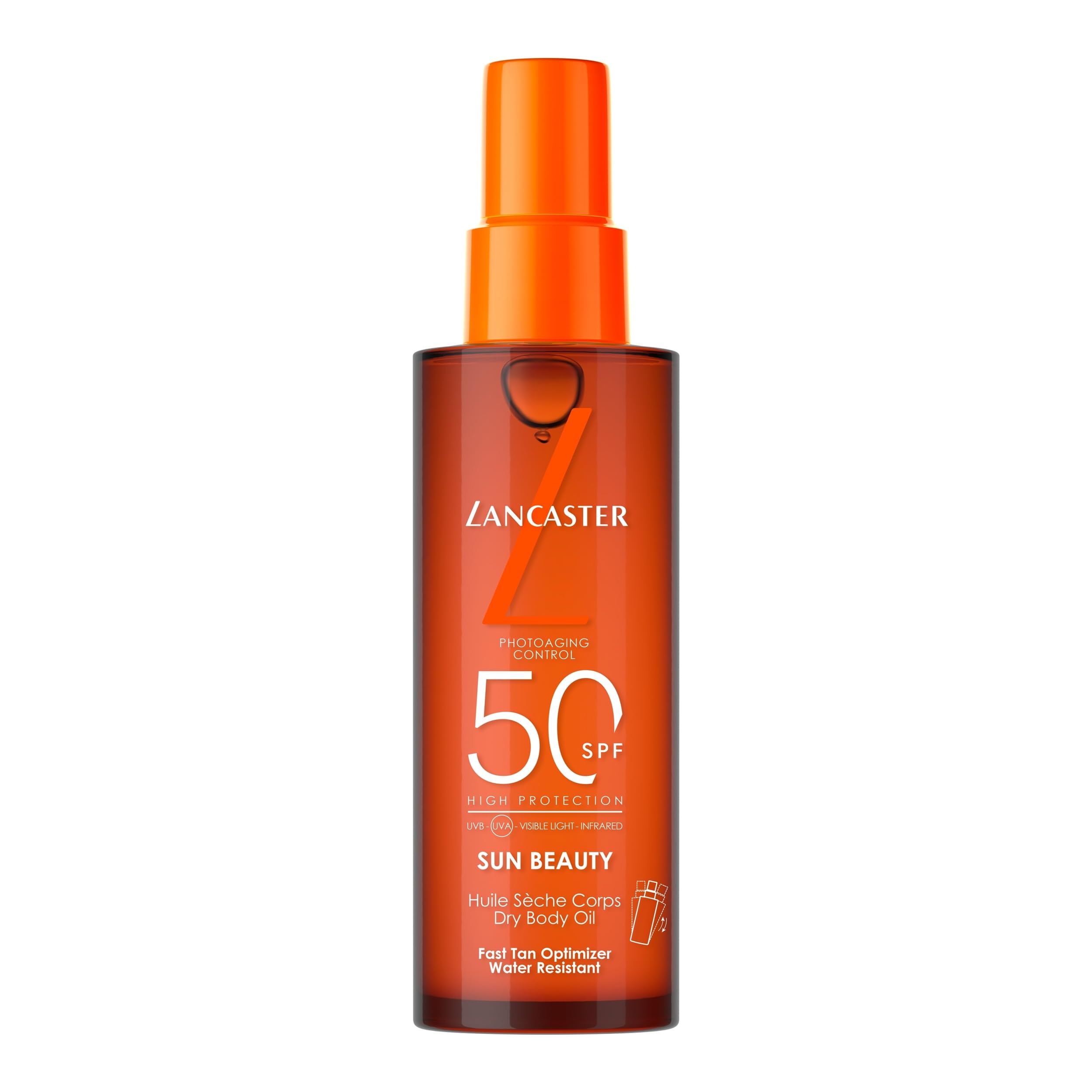 Lancaster Sun Beauty Dry Body Oil SPF50 150ml | Photoaging Control | Broad Spectrum Sun Protection | Fast Tan Optimizer | Water Resistant Formula | Dries Invisible | Suitable for All Skin Types