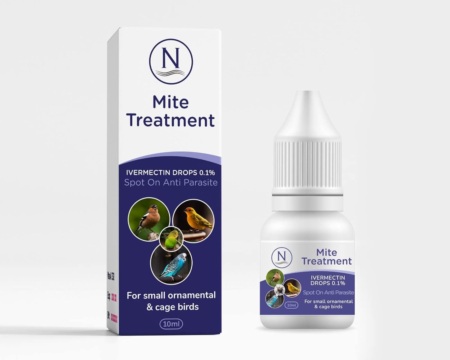 Naqua Ivermectin 0.1 10ml Mite Treatment for Birds Finches, Budgies