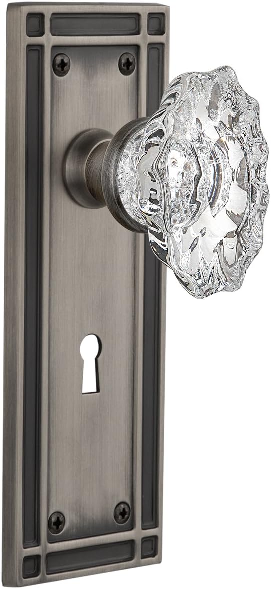 Nostalgic Warehouse Mission Plate with Keyhole Chateau Knob, Double Dummy, Antique Brass