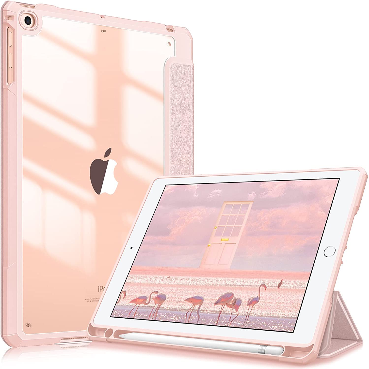 SwooK Hybrid Case for iPad 6th Generation 2018 / 5th Gen 2017 / iPad Air 2 / iPad Air 1 (9.7 Inch) iPad Case with Pencil Holder Shockproof Clear Back Shell Flip Cover Case (Rose Gold) (B0B2LT2T7Z) Amazon Price History, Amazon Price Tracker