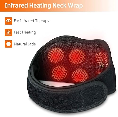 Miniatura 5 de UTK Jade Stone Infrared Neck, Knee, or Wrist Neoprene Heating Pad Wrap with 3 Heat Settings, Auto Shutoff Timer, Remote Controller, and Carry Bag