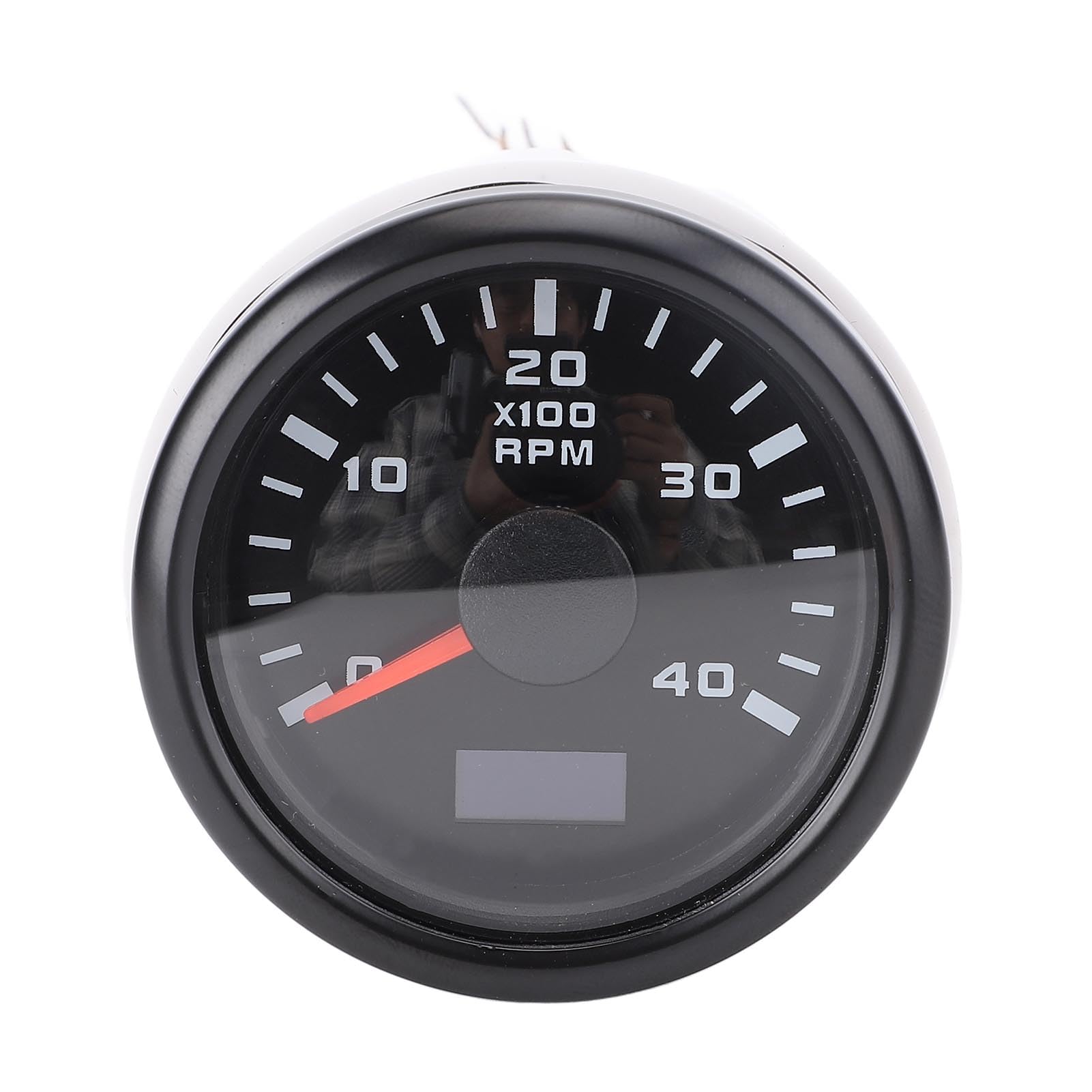 Tachymètre de Moteur 52 Mm 4000 Tr/min, Compteur Horaire, Rétroéclairage 7 Couleurs pour Camion, Tracteur, Voiture, Camping-car, Bateau, DC 9 à 32 V, Trou (Cadran noir Couvercle noir CX6225B)