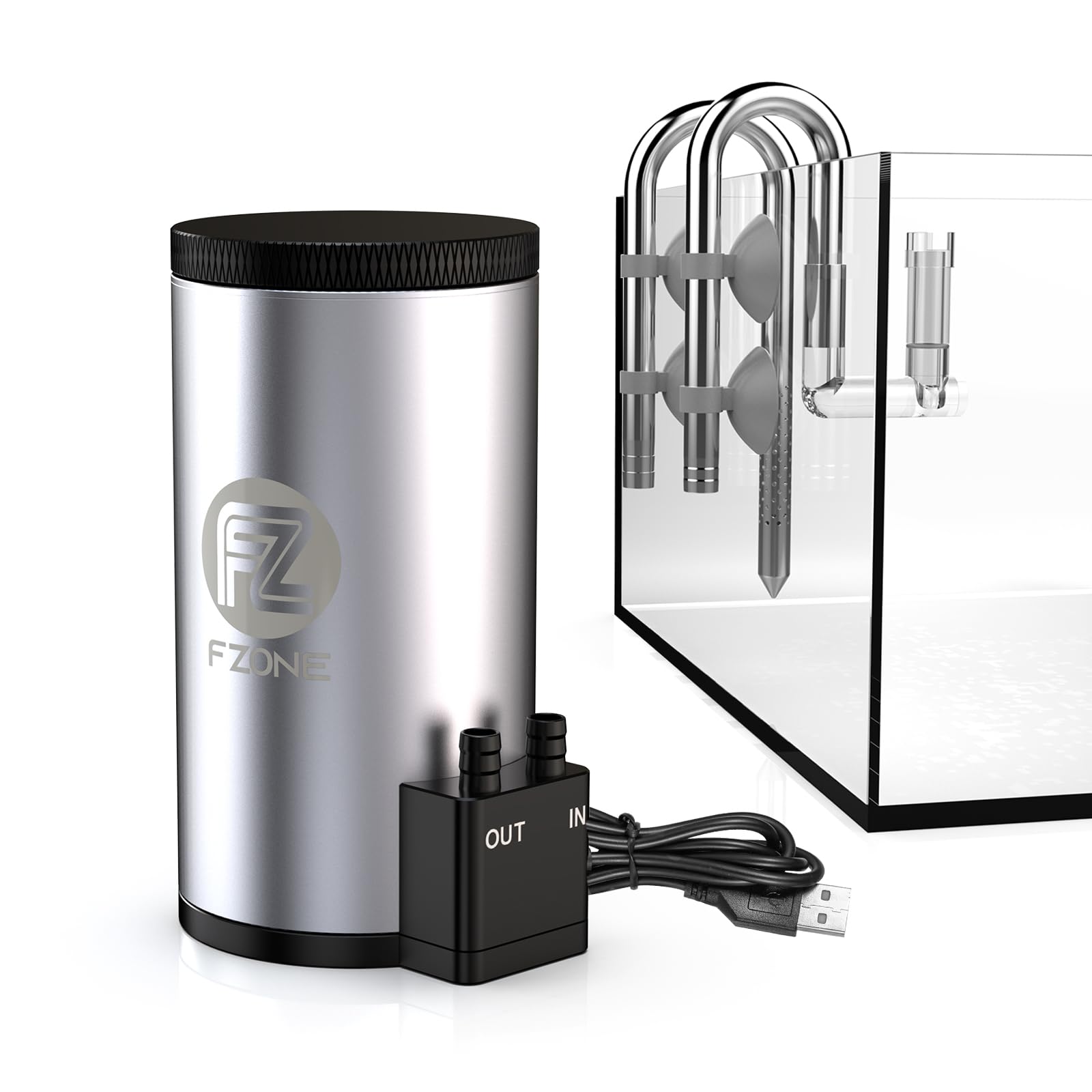 FZONE Aquarium Filter Kit, External Canister Filter 79 GPH for Small Aquariums, Quiet Pump, Dual-Layer Filtration, Adjustable in/Out Pipes, Stainless Steel Design for Tanks up to 24 Gallon