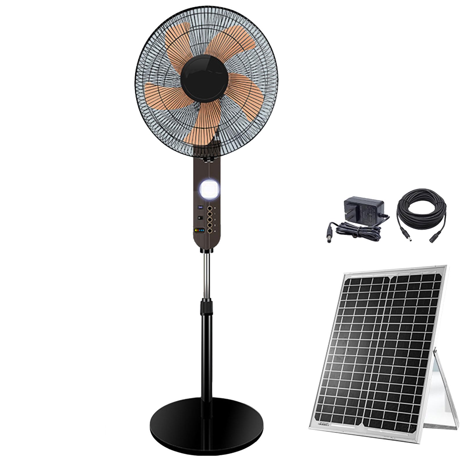 JKJZSALJ Floor Fan,High Velocity Stand Fan With Light,Solar Powered,Oscillating For Industrial,Commercial,Residential,And Garage Use