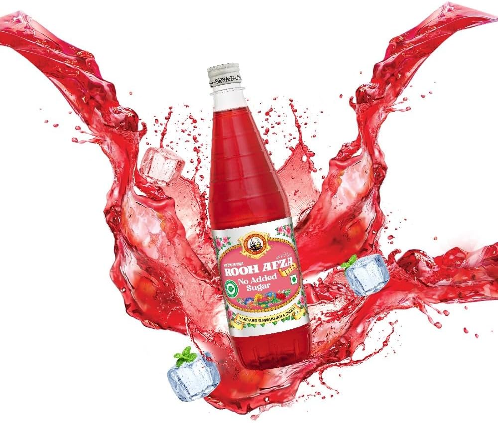 Hamdard Rooh Afza Lite | No Added Sugar, 750 ml | Herbal Fruit Drink Refreshing, Light, and Healthy Beverage for Summer and Daily Hydration