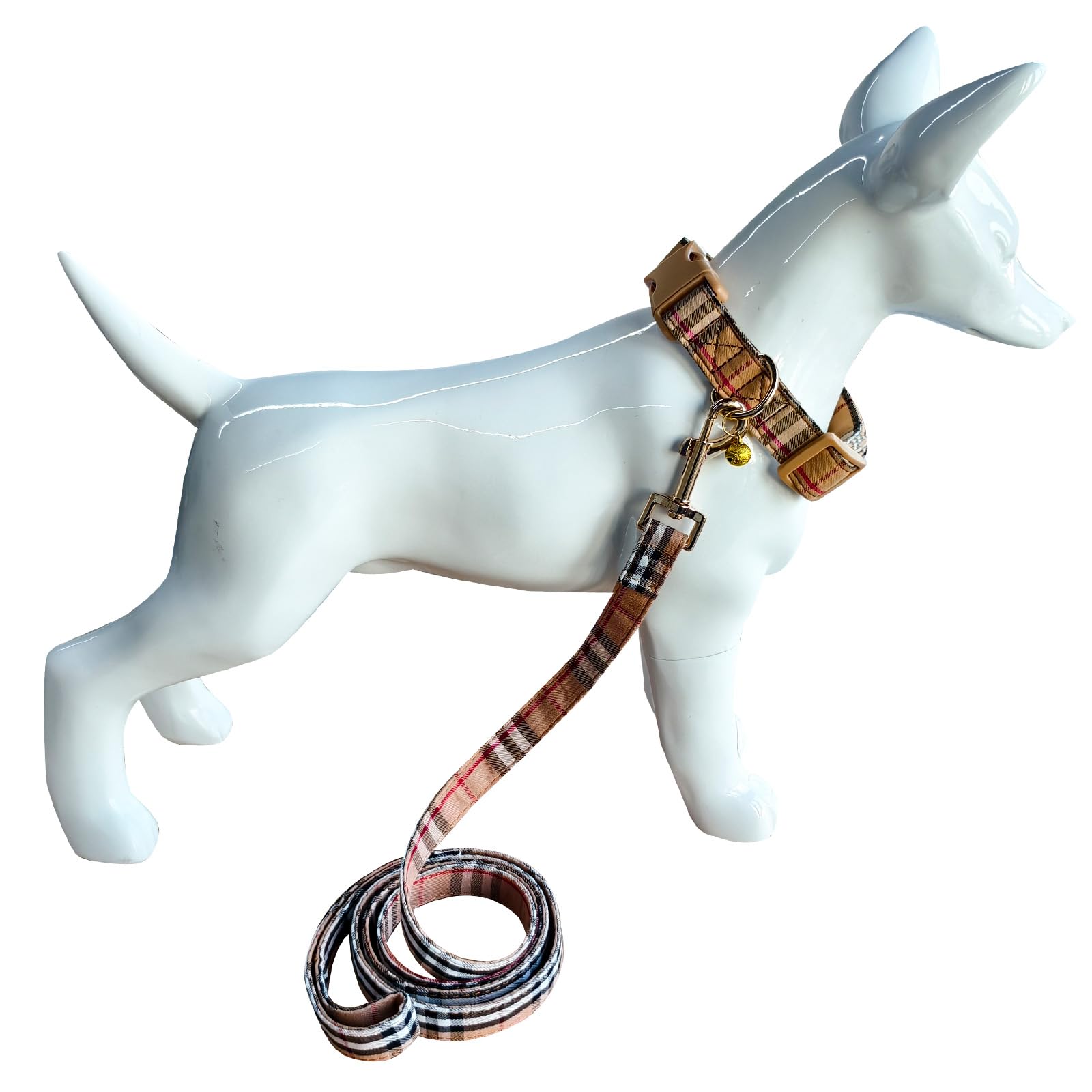 Cute Plaid Dog Collar Harness and Leash with Safety Buckle - Adjustable and No Pull Comfortable Dog Collars for Small Puppy, Stylish Durable Gift for Boy Girl Pets