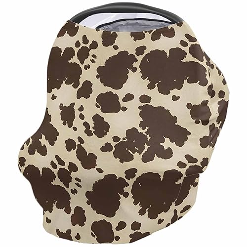 Fundas de lactancia para bebé, para lactancia materna, cubierta de toldo de asiento de automóvil para niños y niñas, toldo de piel de vaca marrón,