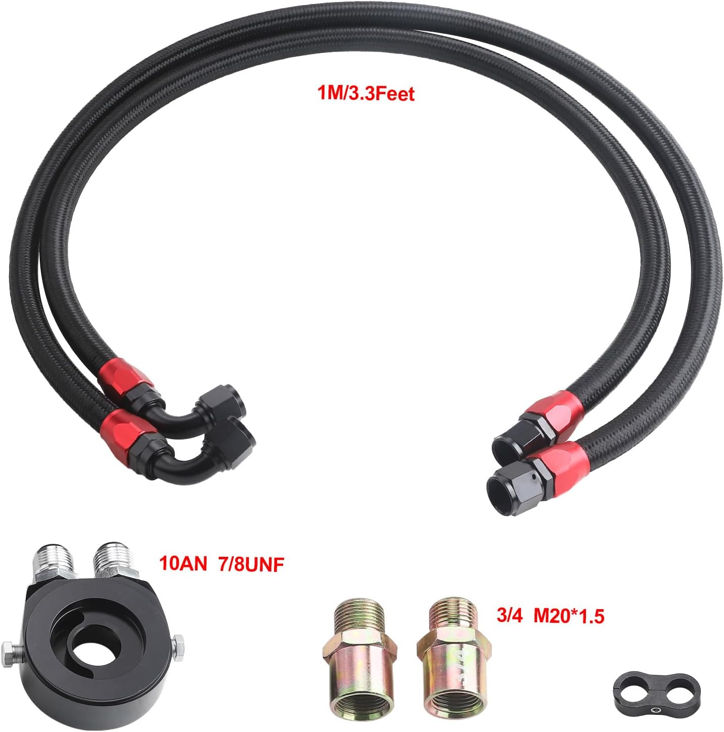Universal 16 Row Oil Cooler Kit, 10AN Transmission Engine Cooler Kit —Stacked Plate universal racing aluminum engine transmission oil cooler — Engine British Radiator Oil Cooler Condenser （black）