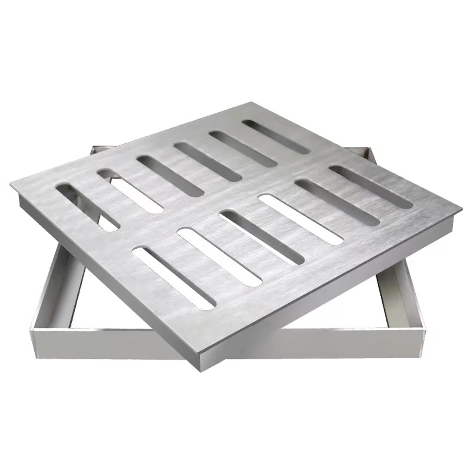 GJMSSMY Square Hydraulic Manhole Cover, Heavy-Duty Galvanized Steel, Pedestrian Safe, Ideal for Drainage Pipes in Yards, Gardens, and Walkways (30x30cm/11.8x11.8in)