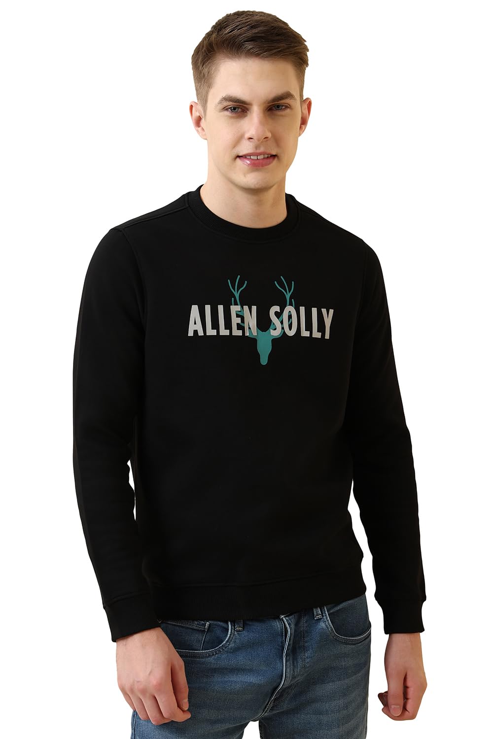 allen solly Men Black Crew Neck Full Sleeves Casual Sweatshirt-picture-10