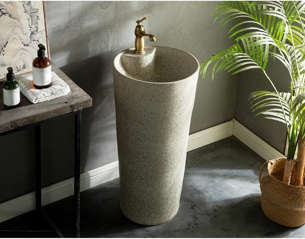 Modern Bathroom Vessel Sink Floor-Standing Pedestal Basin for Countertop, Stylish Outdoor Garden Sink, Elegant Vanity Wash Station, Functional Design