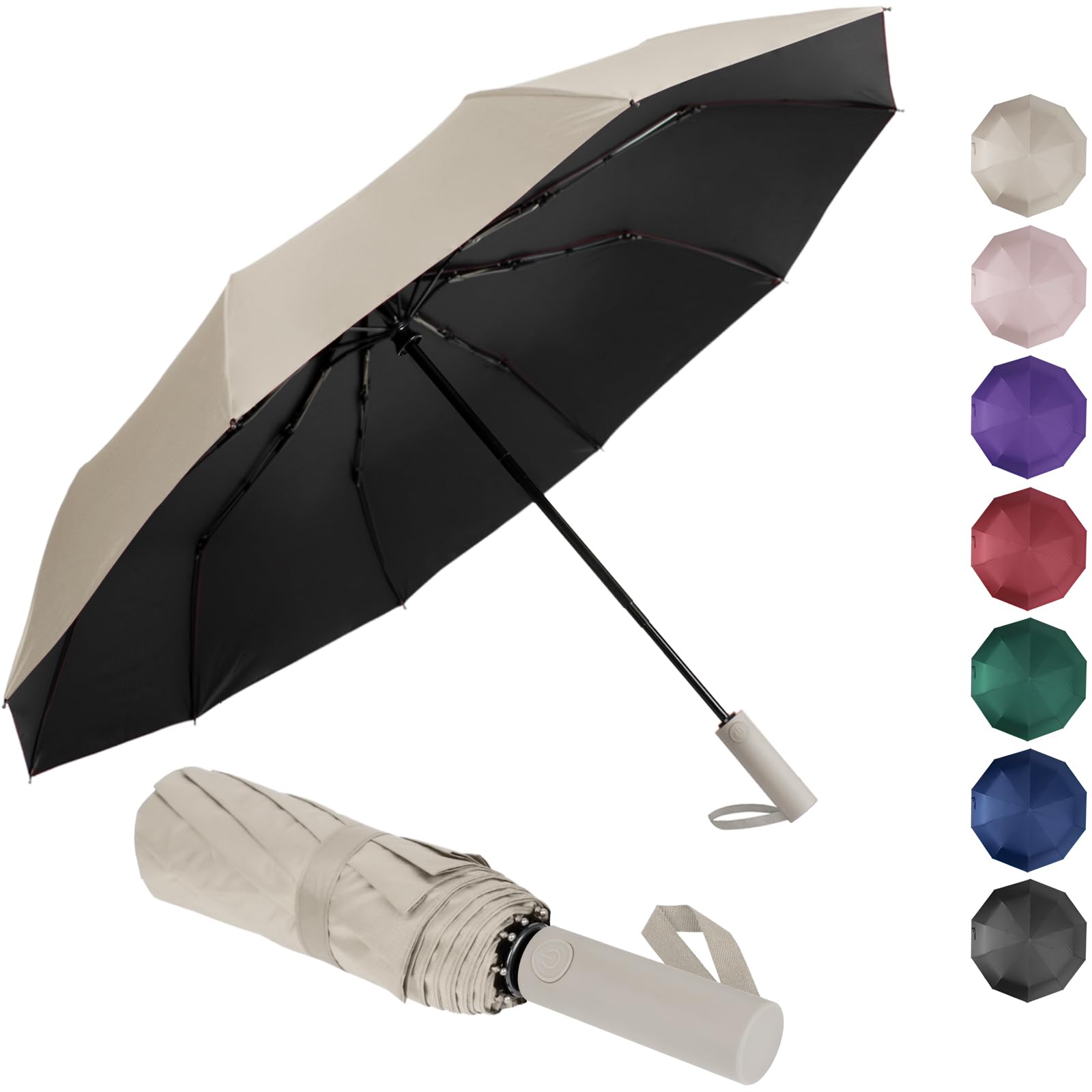 Umbrella for Rain and UV Sun Protection, Compact Portable Travel Car Folding Umbrella, Windproof Lightweight Automatic Open and Close UPF50+ for Men