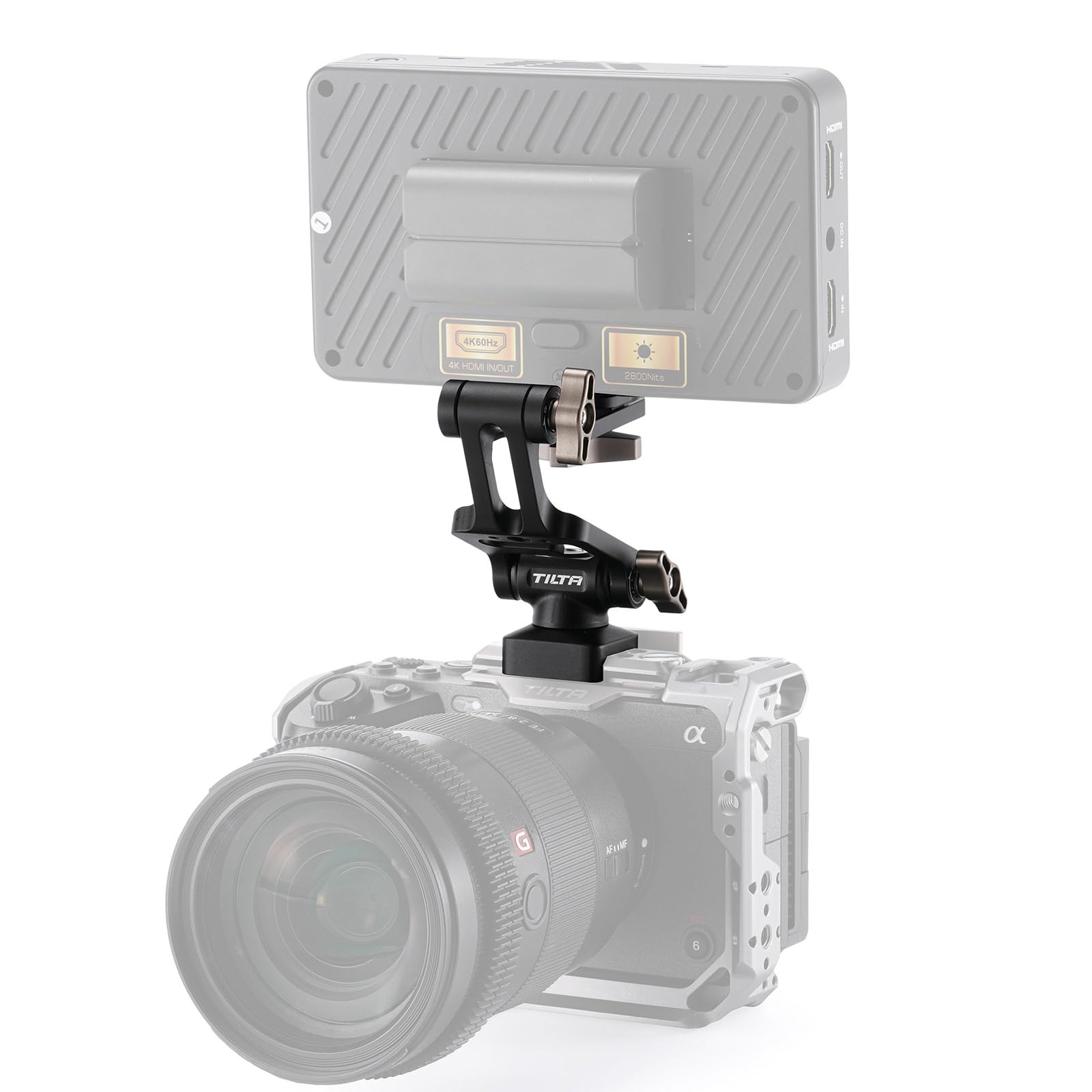 Tilta Supporto per Monitor Fotocamera, Staffa di Montaggio per Monitor Extended Pro con 1/4"-20, Morsetto NATO, Ruotabile e Inclinabile - Nero TA-EMM-NATO-B