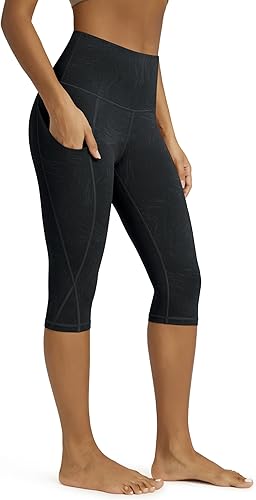 Miniatura 307 de ODODOS - Leggings tipo capri de mujer, no se traslucen y modelan el abdomen, con cintura alta y bolsillos; para hacer yoga, atletismo, ejercicio