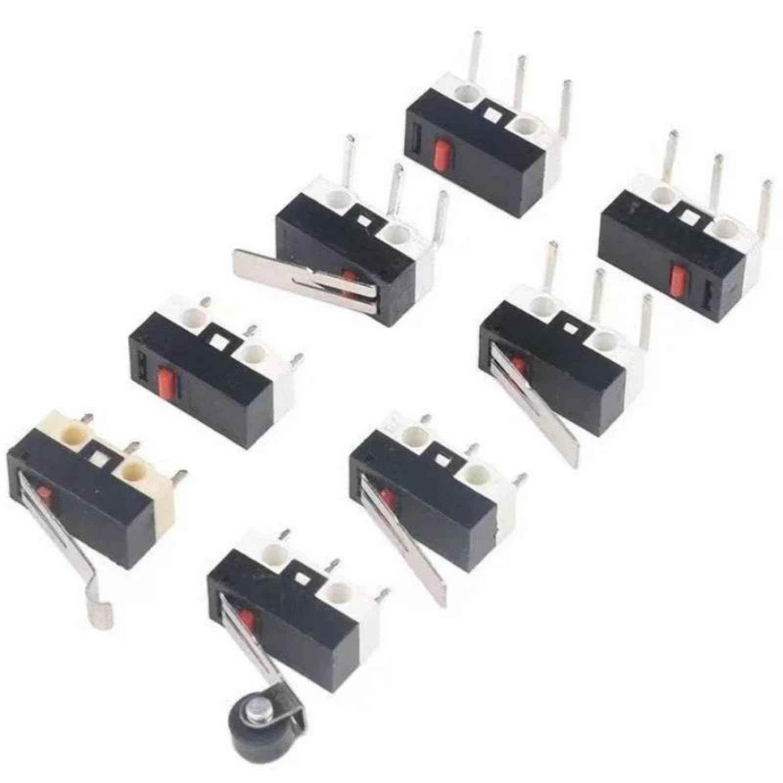 100 pezzi Mini Micro Finecorsa 3 Pin Terminali PCB Leva Rullo Azione Rapida Microinterruttori a Pressione Parte di riparazione(B)