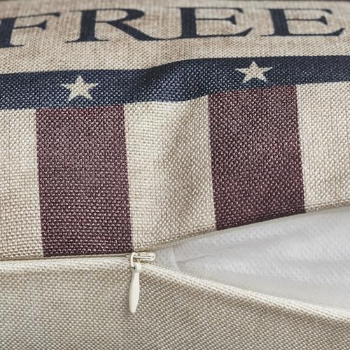 Vhcbrandsfreeandbravepillowcoversetof220x20decorativepatrioticthrowpillowcoversusaamericanadecorforindependancedayand4thofjulyinsertsnotincluded  Urban Country Home Decor Vhc brands free and brave pillow cover set of 2 20×20 decorative patriotic throw pillow covers usa americana decor for independance day and 4th of july inserts not included  urban country home decor