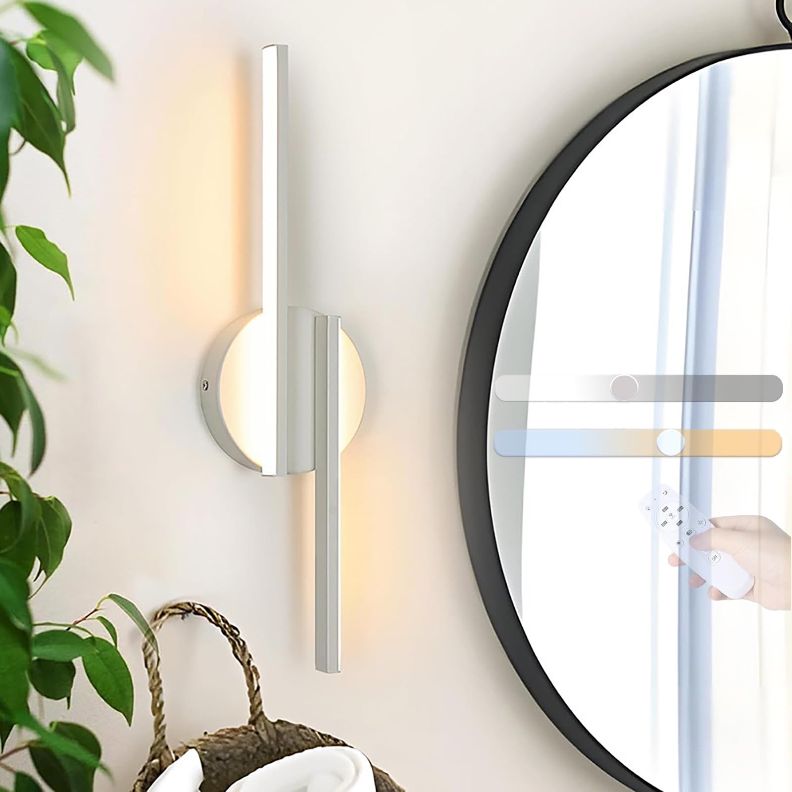 Wandleuchte LED Innen Dimmbar Wandlampe mit Fernbedienung Lange Parallele Moderne Wandleuchten Badezimmer Wandbeleuchtung für Flur Treppenhaus Wohnzimmer Schlafzimmer