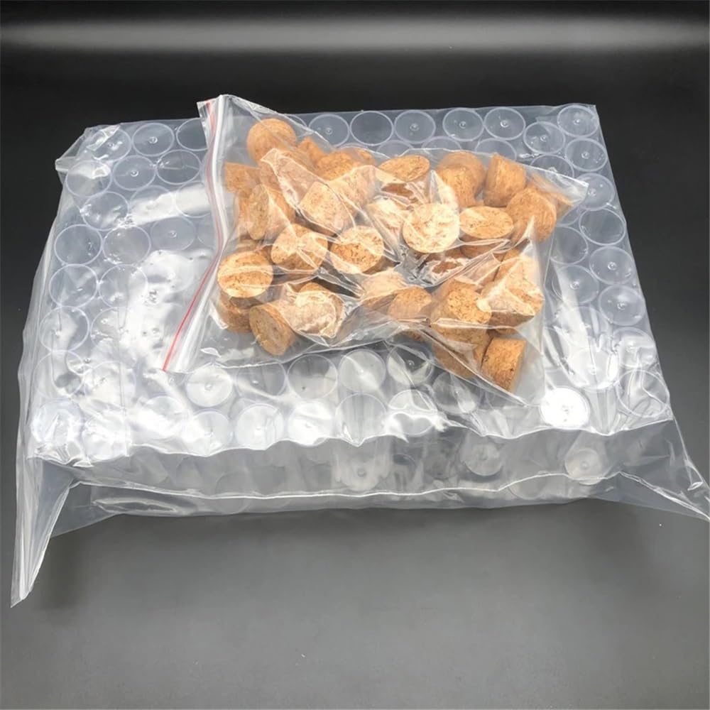 25 x 95 mm, przezroczyste plastikowe probówki z korkiem, płaskie dno, 100 sztuk/partia, przezroczyste plastikowe probówki z korkiem