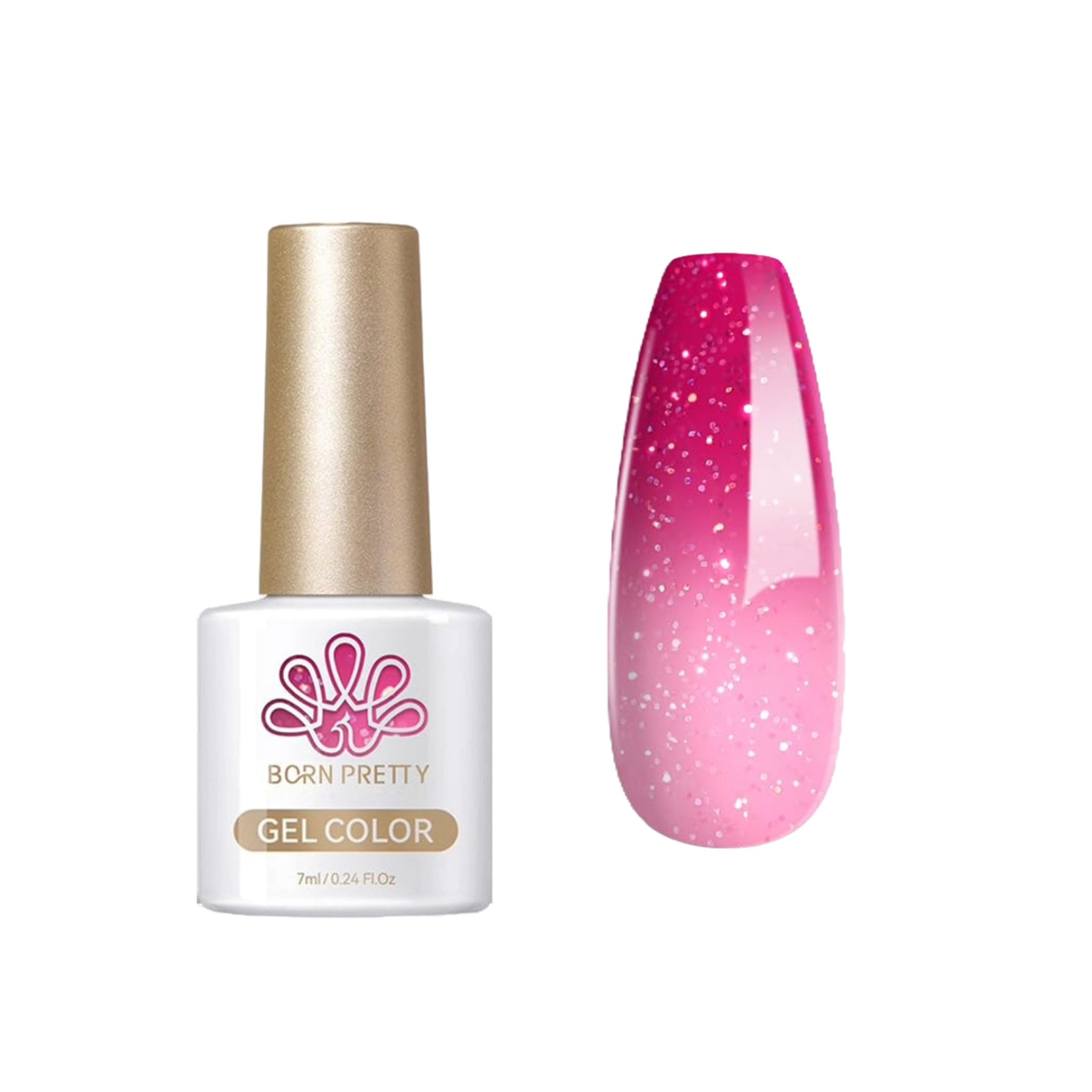 Born Pretty 7ml Color Changing Gel Nail Polish, from BELLE GAGA Glitter Temperature Change Gel Polish Long Lasting Nail Polish UV for Manicure and Nail Art, DIY at Home, Salon-Quality - 61385-24