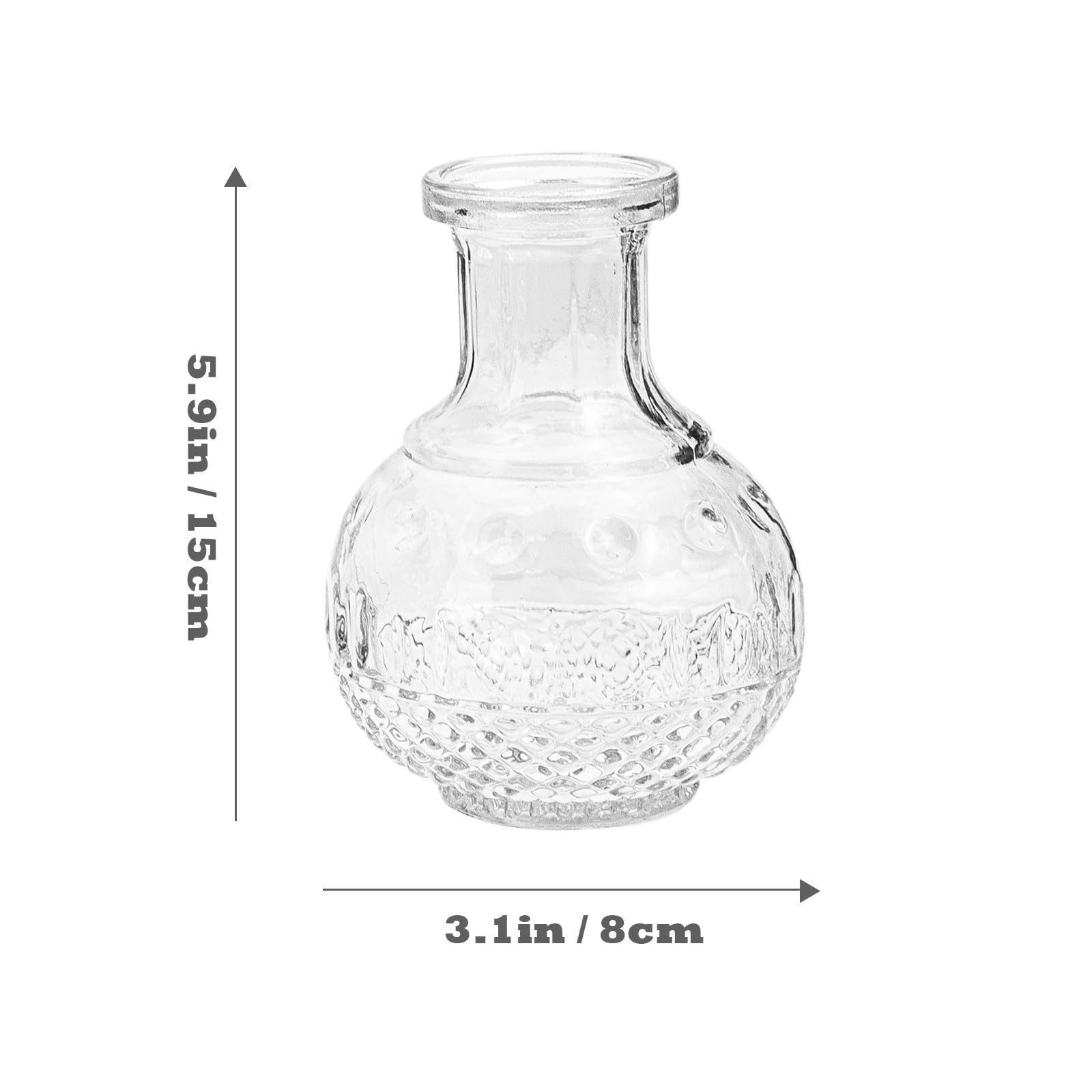 5 Pezzi Vaso in Vetro Trasparente Stile Europeo Vintage Rilievo