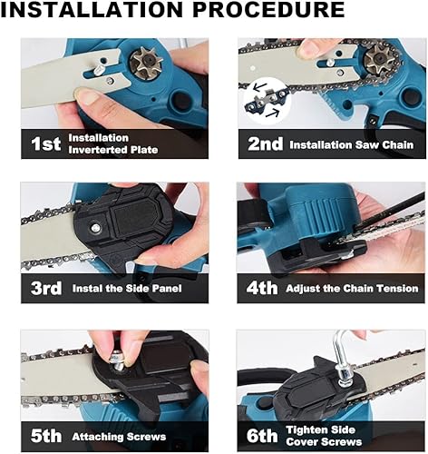 Miniatura 8 de Mini cadena de repuesto para motosierra eléctrica inalámbrica de 6 pulgadas, 37 eslabones de transmisión, hoja de sierra de cadena (4 cadenas,