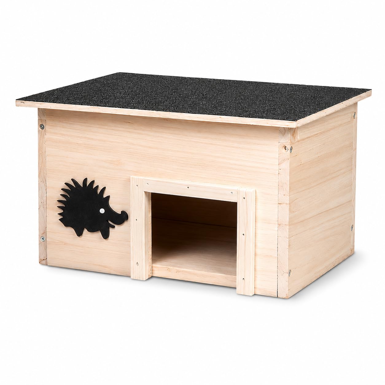 BBSK Hedgehog House Wooden Nesting Box for Garden Wildlife, with Waterproof Roof and Safe Entrance Tunnel, 32 x 20 x 26 cm