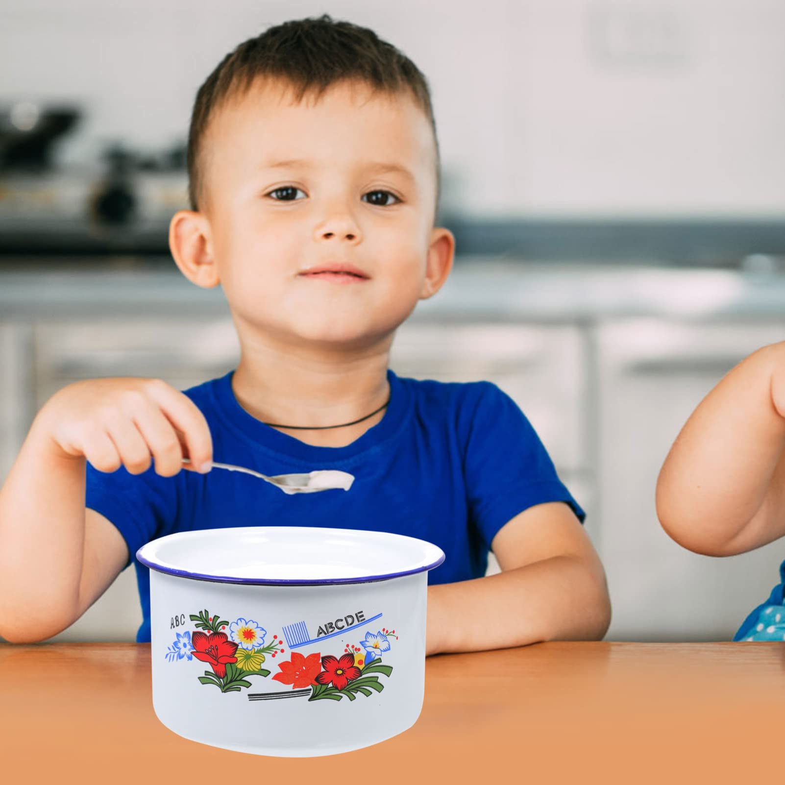 Misa emaliowana Misa ceramiczna w kolorze emalii 1 zestaw Emaliowana miska na żywność Emaliowana miska do mieszania Pojemniki na żywność Pojemnik na warzywa i owoce do domowej miski kuchennej(Random C