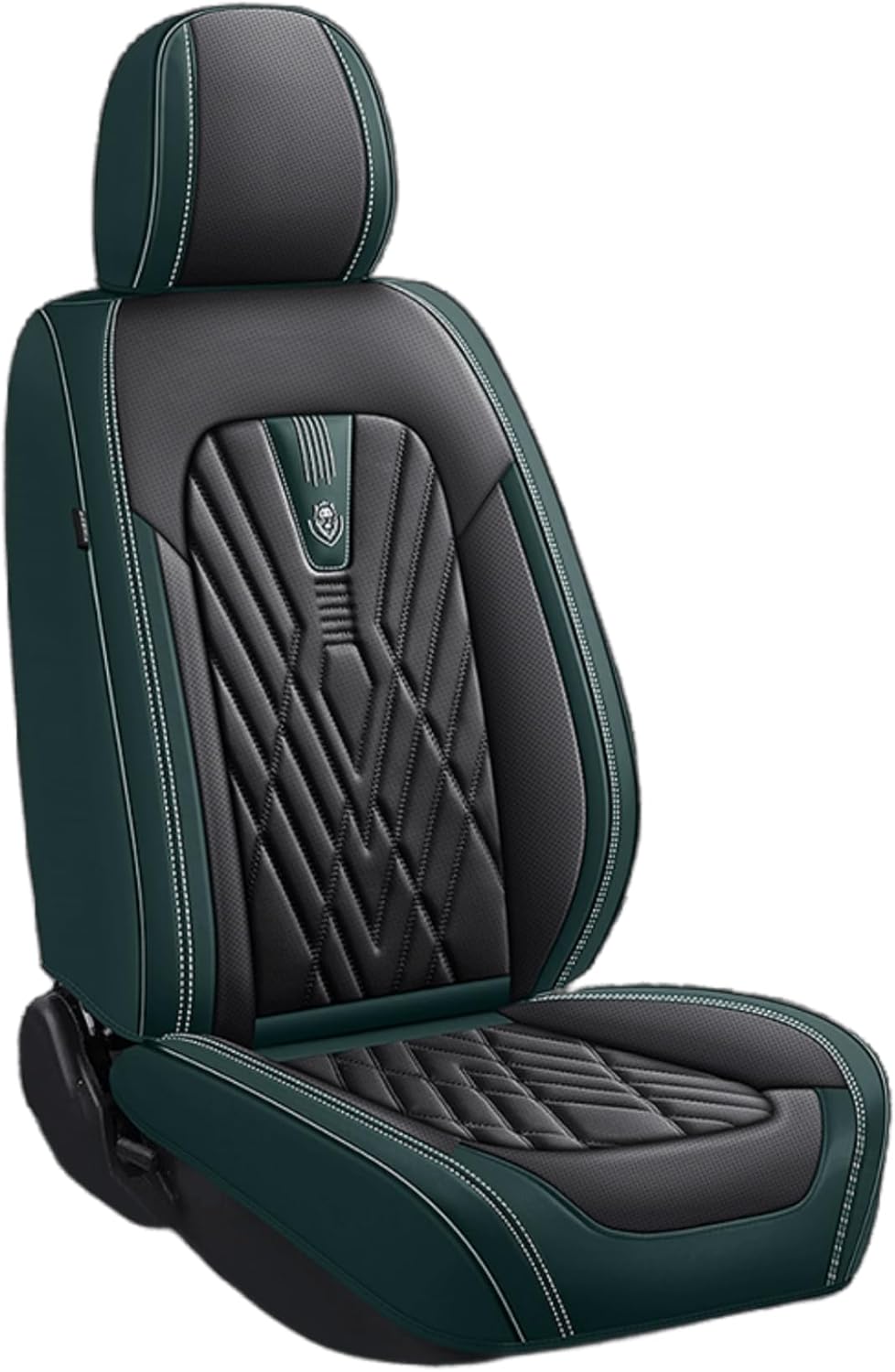 Premium Faux Leather Fully Covered Car Seat Cover Custom Fit for Chevrolet Chevy Traverse 2018-2023 2024 Non-Slip Interior Seat Cushions Protectors (Full Set 5 Seats,Black Green)