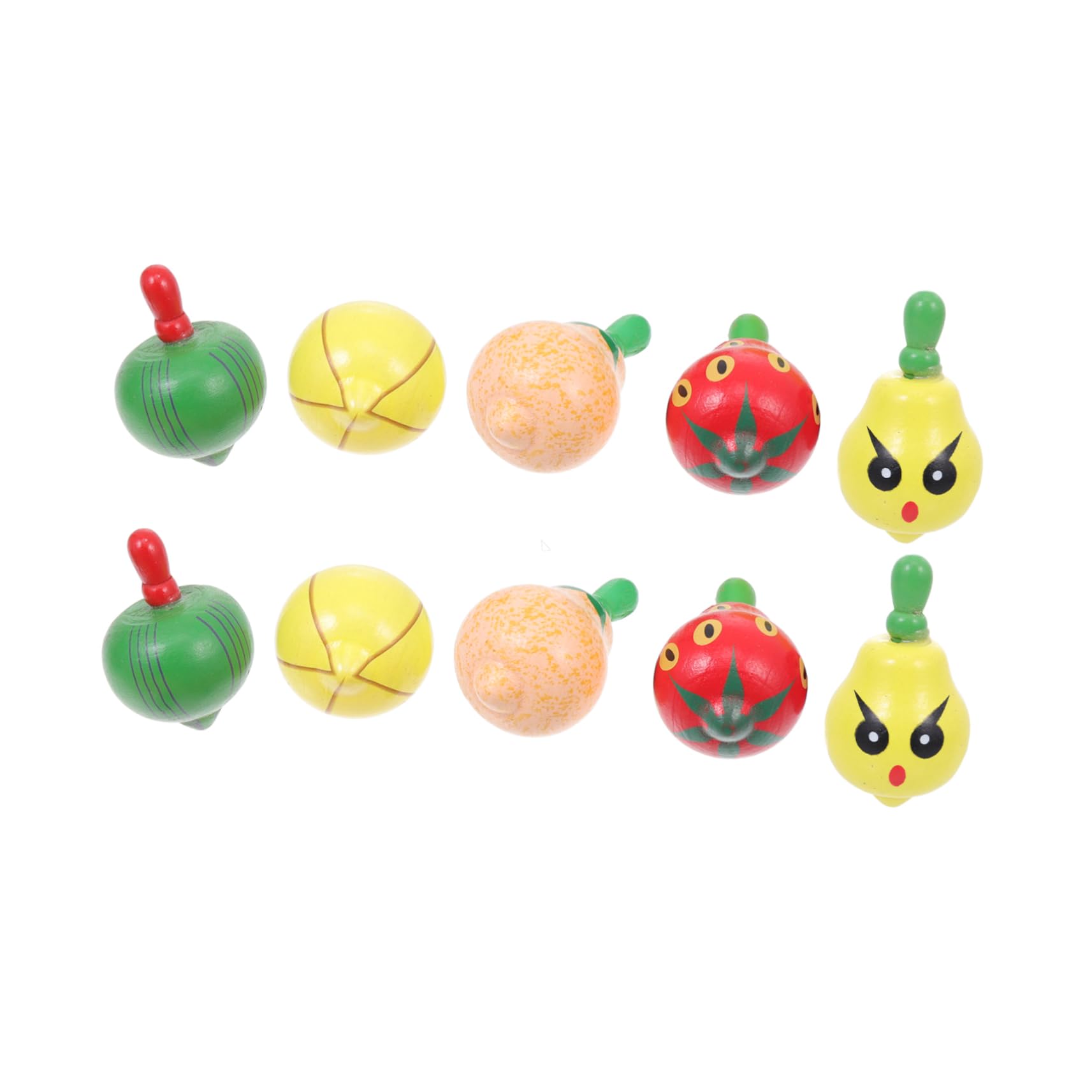 BESPORTBLE 10Pcs Wooden Gyro Educational Playthings Fruit Shape Spinning for and Safe Design for Parent Interaction Random Styles