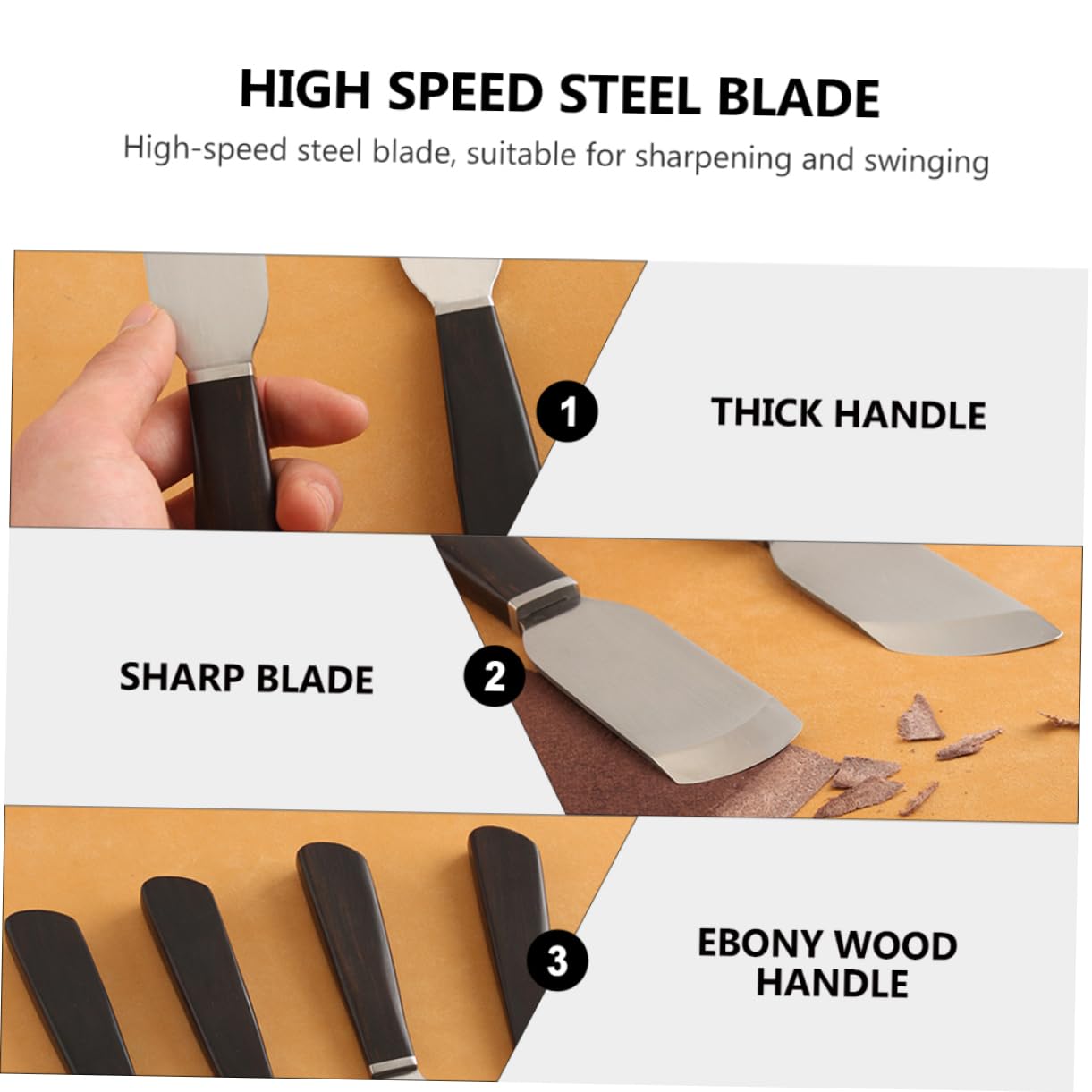 DOITOOL Cuchillo de Biselar Cuero Negro para Desbastar, Acero, Manual