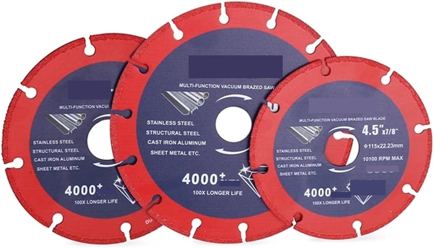 115/125/150mm Vacuum Brazed Diamond Cutting Disc Angle Grinder Wheel for Metal Rebar Cast Iron Aluminum Stainless Steel