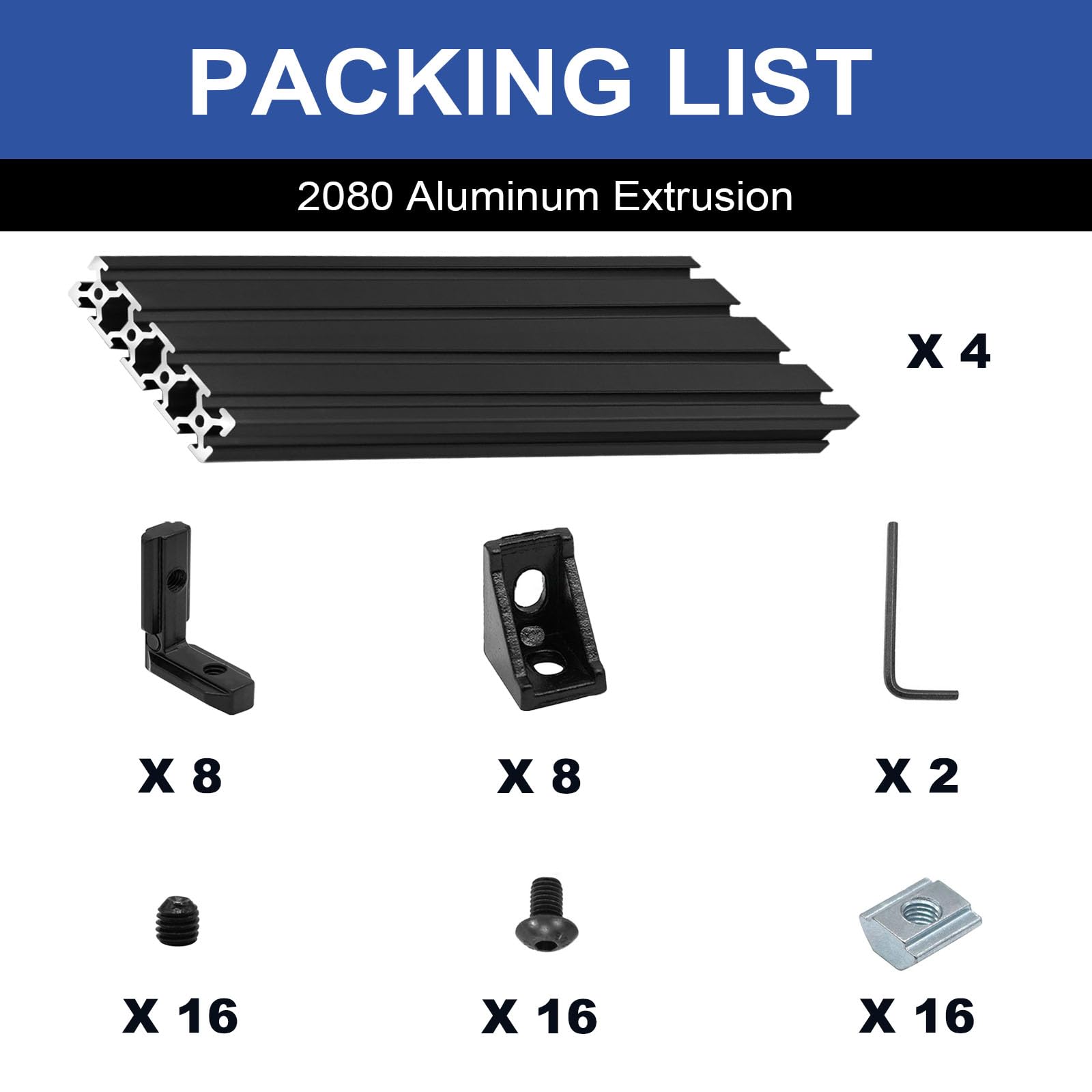 2 Pack 2080 T Slot Aluminum Extrusion 1500mm Black — Amazon image 2