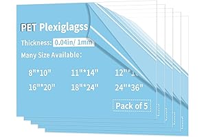 5 Pack 12x12" PET Sheets Plexiglass Panels